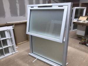 window with frosted glass on workshop floor